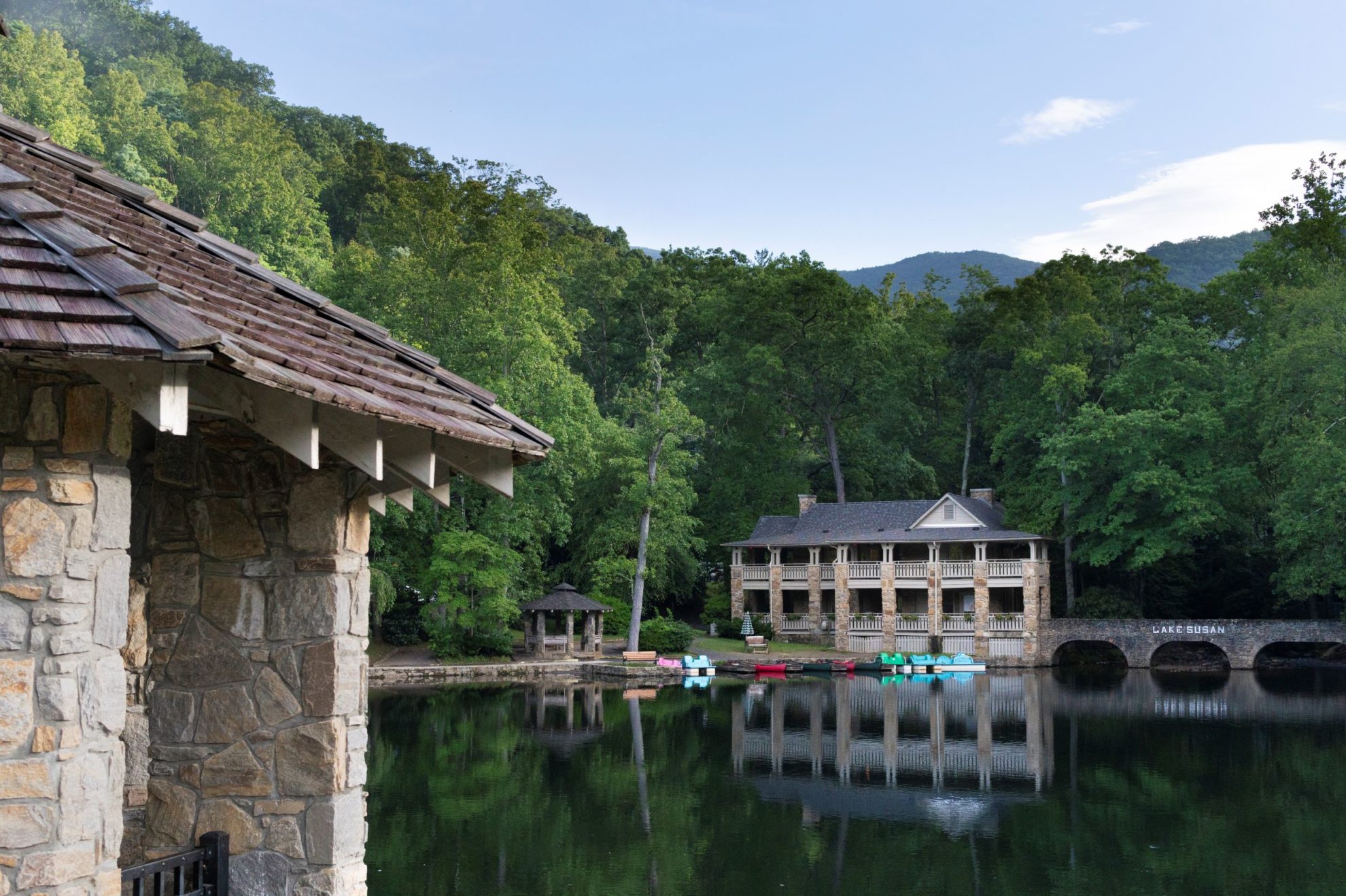 View of Left Bank and Lake Susan with gazebo in the foreground.