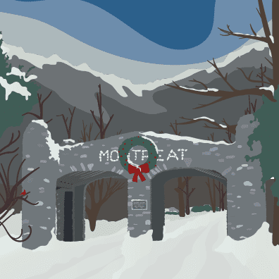 Illustration of Montreat Gate during the Winter.